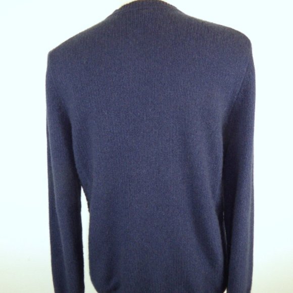 Dunhill navy blue crewneck cashmere sable silk sweater made in Italy M NWOT - Picture 6 of 8